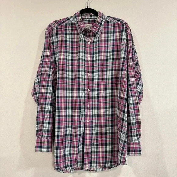 Brooks Brothers The Original Polo Shirt Regular Fit Button Up Shirt Plaid L - Picture 1 of 8